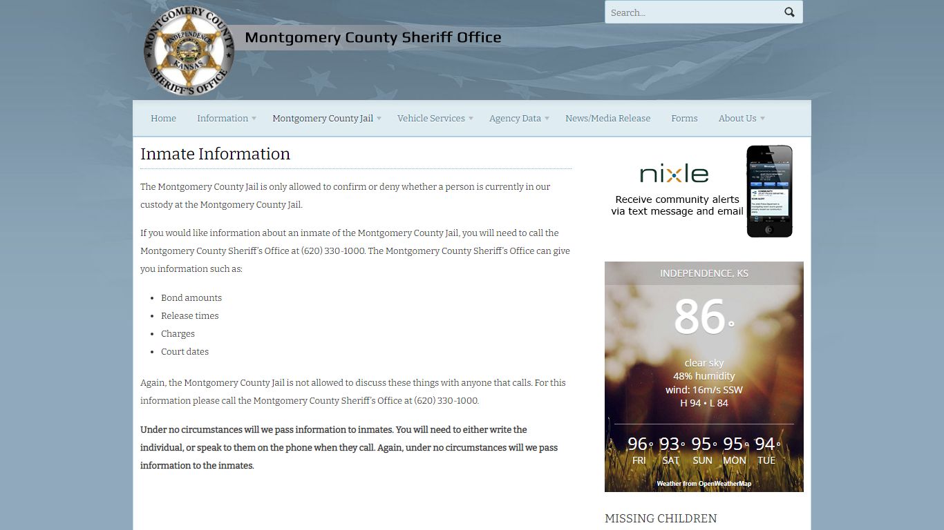 Inmate Information | Montgomery County Sheriff's Office Website