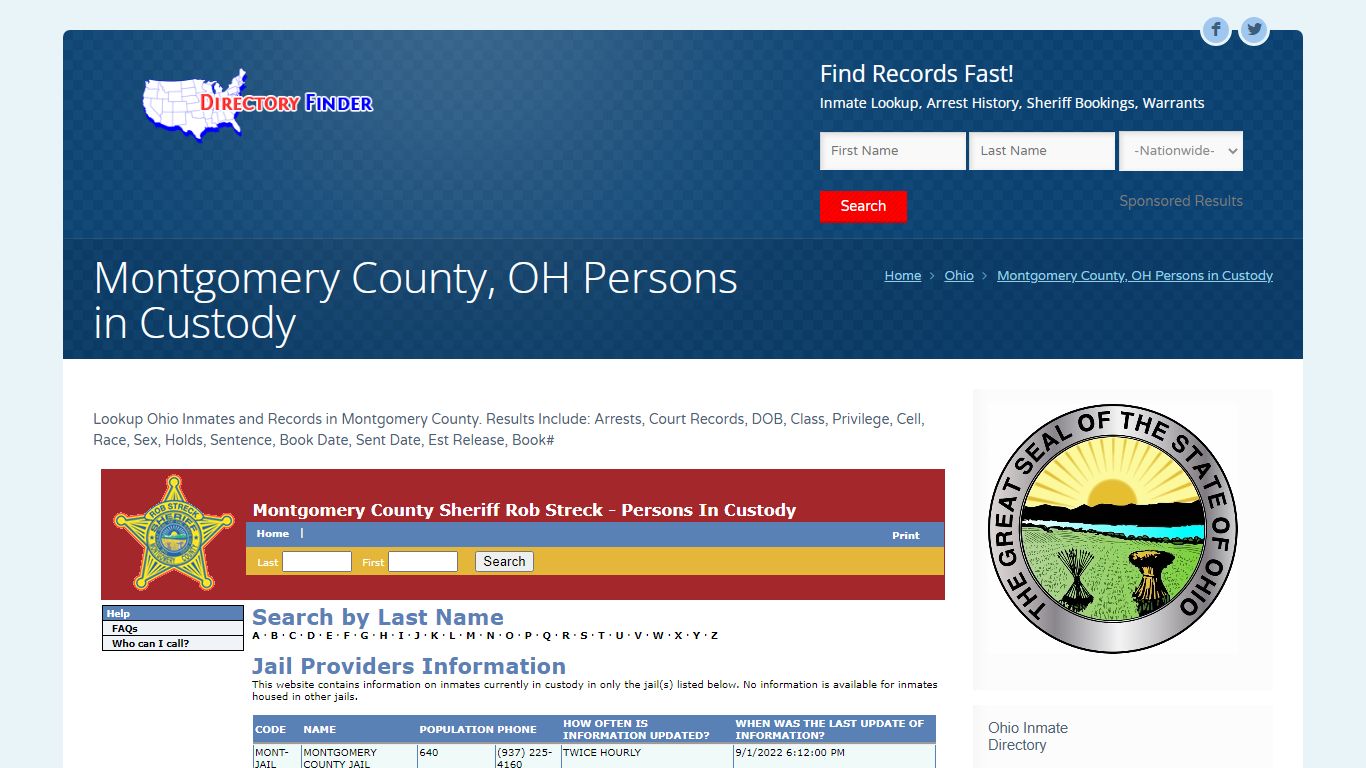 Montgomery County, OH Persons in Custody | People Lookup